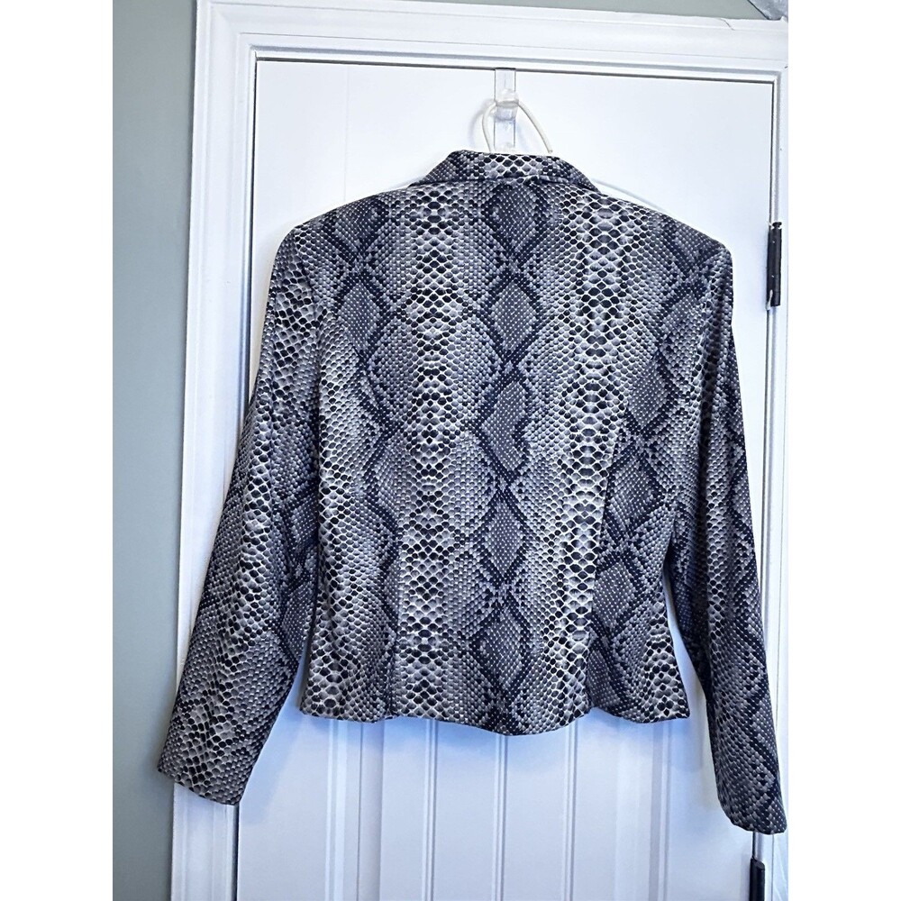Positive Attitude Womens Size 14 Snake Print Zip Front Jacket Black Gray Career - Picture 3 of 15